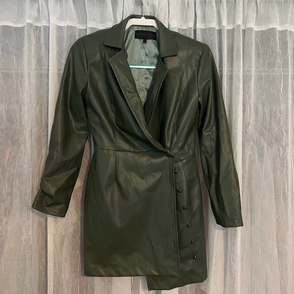KENDALL + KYLIE Women's Vegan Leather Blazer Front Wrap Dress
